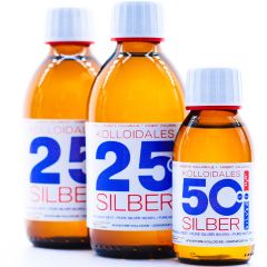 Kolloidales Silber 600ml - 2*250ml 25ppm + Braunglasflasche 100ml 50ppm 