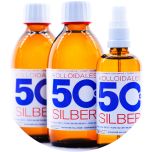 PureSilverH2O kolloidales Silber 600ml 50ppm - 2*250ml - Sprühflasche 100ml