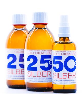 Kolloidales Silber 600ml 25PPM & 50PPM Silberwasser Premiumqualität ● 2* 250ml 25PPM & Spray 100ml 50PPM
