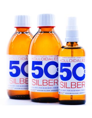 Kolloidales Silber 600ml 50PPM Silberwasser Premiumqualität ● 2* 250ml & Spray 100ml