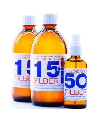 Kolloidales Silber 1100ml 15PPM & 50PPM Silberwasser Premiumqualität ● 2* 500ml 15PPM & Spray 100ml 50PPM