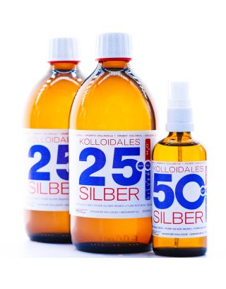 Kolloidales Silber 1100ml 25PPM & 50PPM Silberwasser Premiumqualität ● 2* 500ml 25PPM & Spray 100ml 50PPM